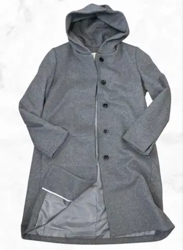 자유구 후드 부착 롱 코트 40 캐시미어 양모