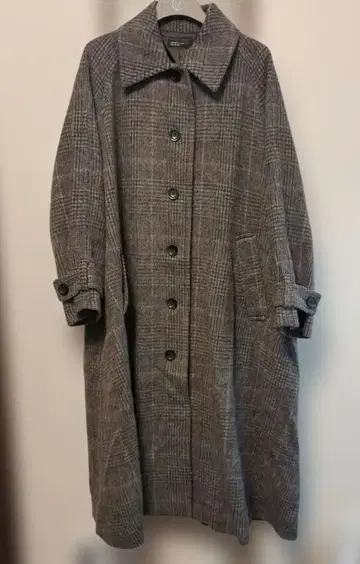 북유럽 생활 잡화점 가볍게 흔들리는 울 롱 코트 M 글렌체크