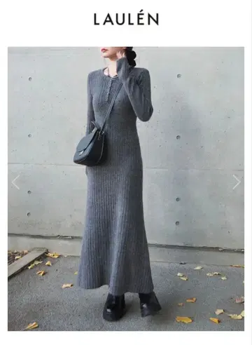 LAULEN 로렌 henley neck long rib dress