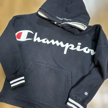 두꺼운 Champion 블랙 로고 후드티, 멋진 후드 부착, 여성용으로도