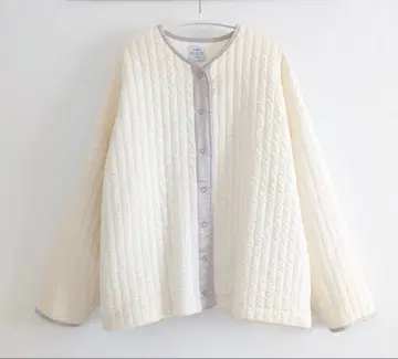 코엔 퀼트라이크 스냅 버튼 가디건 노카라 재킷 coen