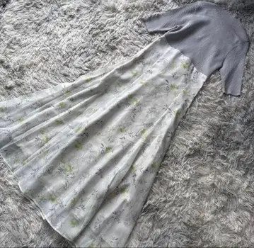 머큐리 듀오 레이어드 꽃 패턴 니트 도킹 원피스 그레이 S 컨디션 최상