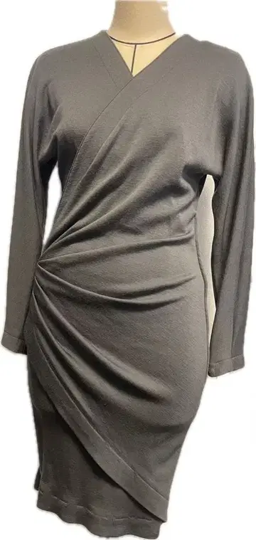 그레이 랩 드레스 긴팔 원피스