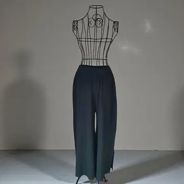 카구레 릴랙스 팬츠 슬릿 와이드 팬츠 니트