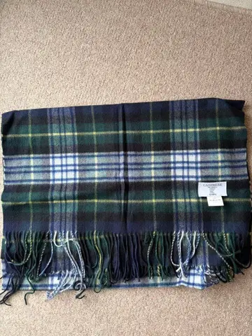 미사용 SHIPS 캐시미어 체크 스톨 그린 계열