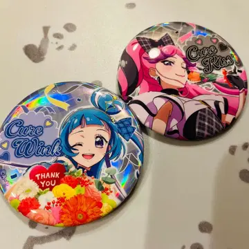 아이돌 프리큐어 프리티 스토어 캔뱃지 2개 큐어 키스 큐어 윙크