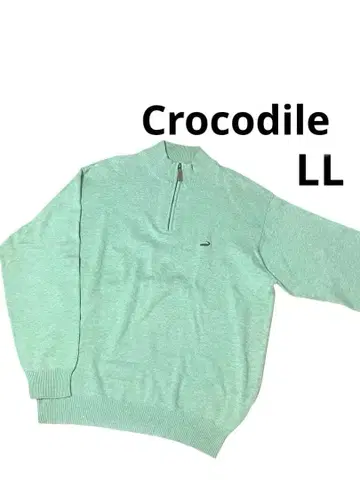 crocodile 로고 자수 면 니트 스웨터 LL 상쾌한 민트 그린