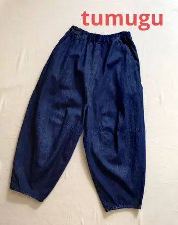 츠무구 면린넨 틴커 팬츠 데님 10분 길이