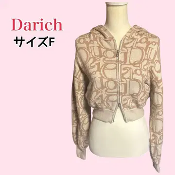 Darich y2k 패턴 니트 후드티 더블 지퍼 숏 기장