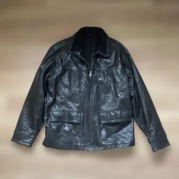 SEVENTY 가죽 자켓 천연 가죽 리브 옷깃