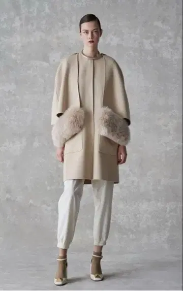 drawer 울 리버서블 퍼 케이프 코트 36