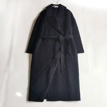 [ 새상품급 ] 플라스테 울 리버 코트 롱 벨트 다크 네이비 M