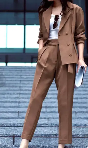 팬츠 셋업 수트 포멀 파티 드레스 테라코타