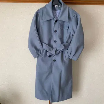 ABITOKYO 그레이 롱 코트 허리 벨트 포함