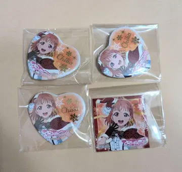 Aqours 징글벨이 멈추지 않아 타카미 치카 하트형 캔뱃지 스티커