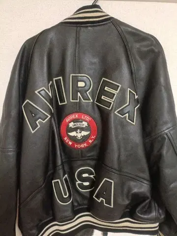 AVIREX 블랙 레더 자켓 l