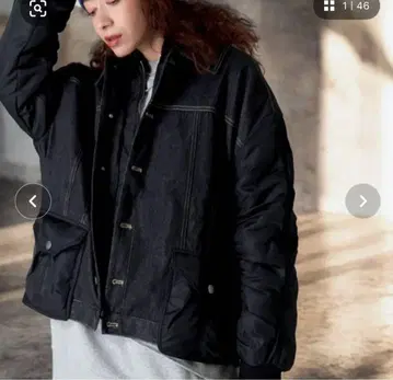 antiqua/tree cafe 데님 절개 아우터