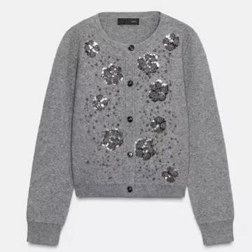 ZARA 비즈 자수 그레이 가디건 긴팔