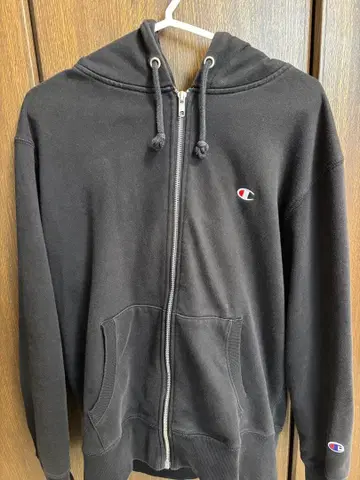 [ Champion ] 블랙 풀 집업 후드티 L 사이즈