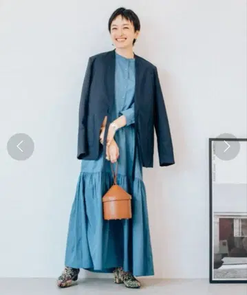 새상품급 [ oblekt x 타카야마 미야코 ] 롱 기장 헴 개더 원피스