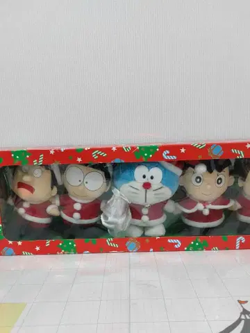 미사용 도라에몽 산타 봉제 인형 세트 5개입