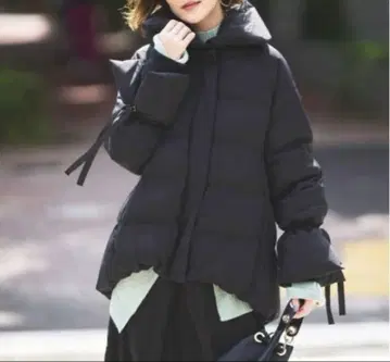 RUIRUE BOUTIQUE 빅칼라 패디드 코트 블랙 LL 사이즈