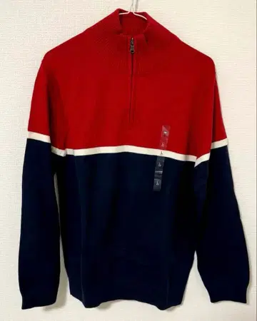 미사용 타미힐피거 하프 지퍼 니트 스웨터 남성용 L