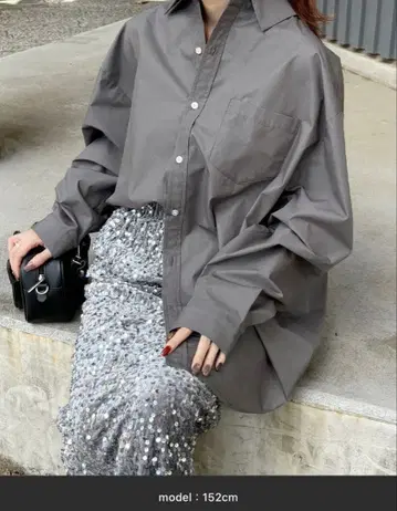 [ 새상품 ] ISOOK 스탠다드 오버 사이즈 셔츠 차콜 그레이