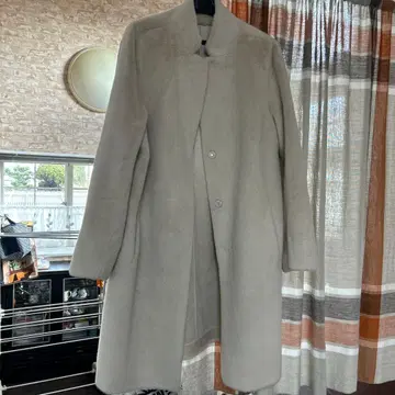 라이트 베이지 롱 코트 플리스풍