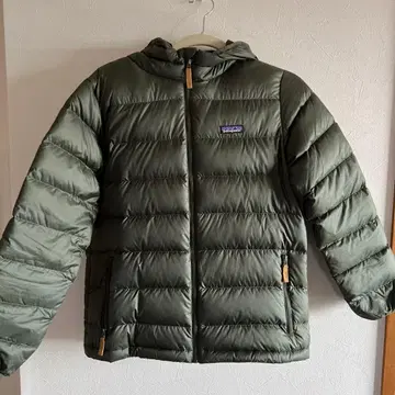 patagonia 후드 부착 다운 카키 키즈 사이즈 XL 여성용 S~M