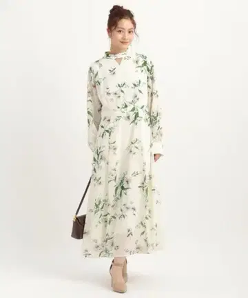 Andemiu 버드 플라워 원피스 아이보리