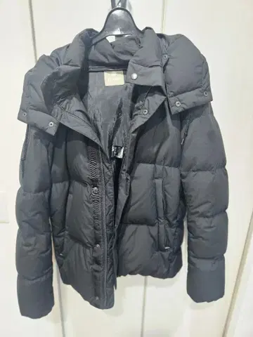 nano 블랙 후드 부착 다운 자켓