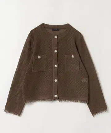 allureville 앙상블 기마 테이프 프린지 가디건 은단추