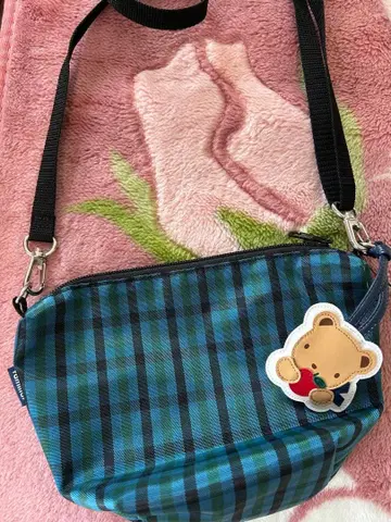 familiar 파밀리아 보트형 미니백 그린 계열 체크 숄더백