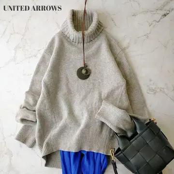 유나이티드 애로우즈 그레이 터틀넥 스웨터 울 캐시미어 100%