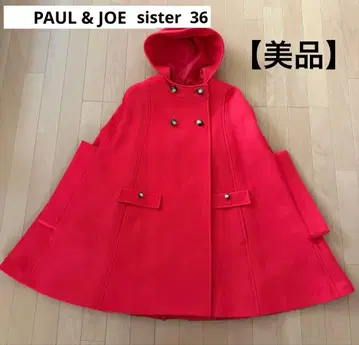 [새상품급] PAUL & JOE sister 후드 부착 판초 빨간색