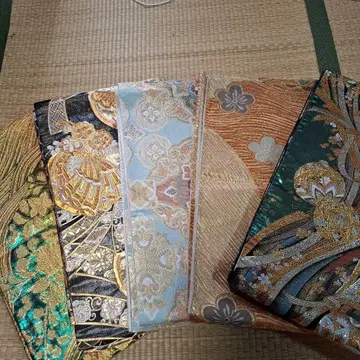 다색 금실 자수 후쿠로 오비