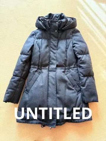 그레이 후드 부착 다운 자켓