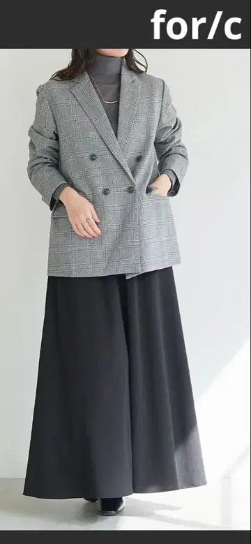 for/c 포씨 테일러드 더블 자켓 M 그레이 체크