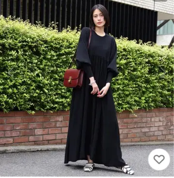 블랙 니트 롱 원피스 긴팔