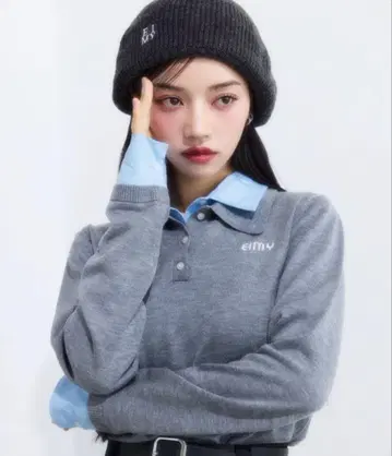 eimyistoire 더블 컬러 디자인 니트 그레이