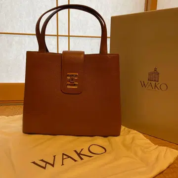 와코 핸드백 가죽 브라운