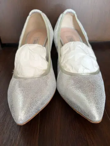 A'LUNE 실버 스틸레토 하이힐 24.5 발레 펌프스