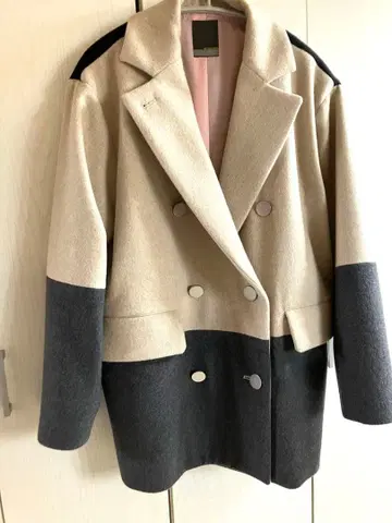 새상품급 더블 브레스트 체스터 코트 그레이 블랙