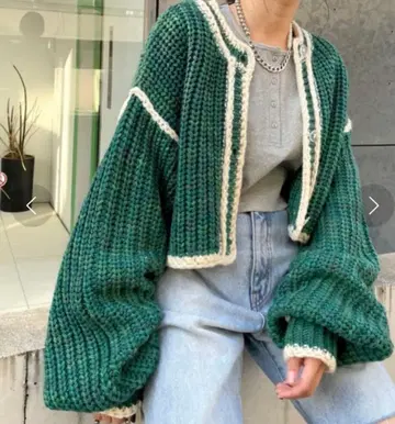 단염 파이핑 숏 니트 가디건 볼륨 소매 2way 1316A