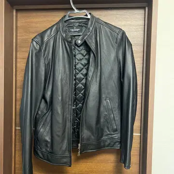 nano universe 블랙 가죽 싱글 라이더 자켓