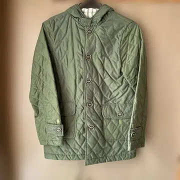 BOSTONNINE 올리브 그린 퀼팅 자켓 후드 부착