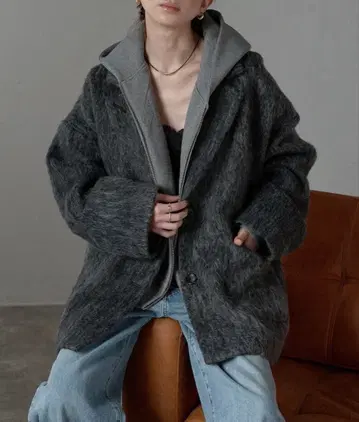 r. 샤기 코트 블랙 택 포함 미사용 새상품