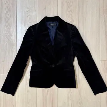 INDIVI 블랙 벨벳 테일러드 자켓 38