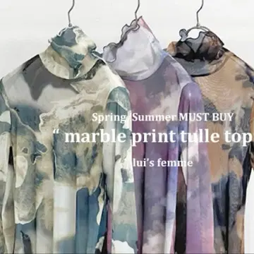 [ Lui's ] 마블 프린트 튤 상의